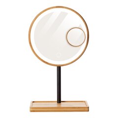 Увеличивающее зеркало с освещением (x1 / x3) Lanaform Bamboo Mirror цена и информация | Косметички, косметические зеркала | 220.lv