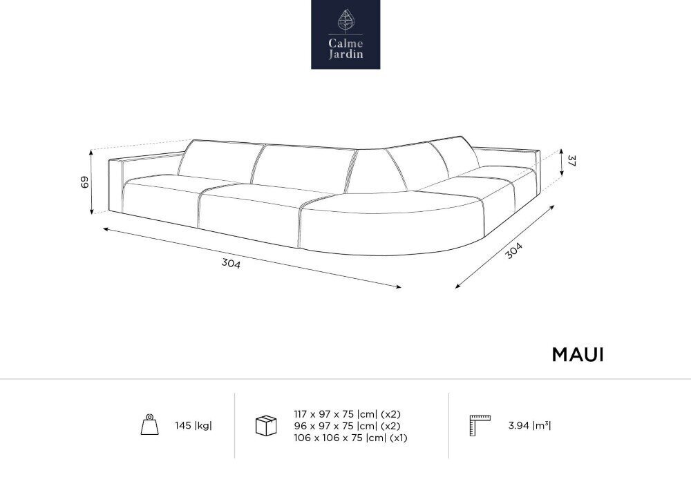 Āra dīvāns Calme Jardin Maui, pelēks цена и информация | Dārza krēsli | 220.lv