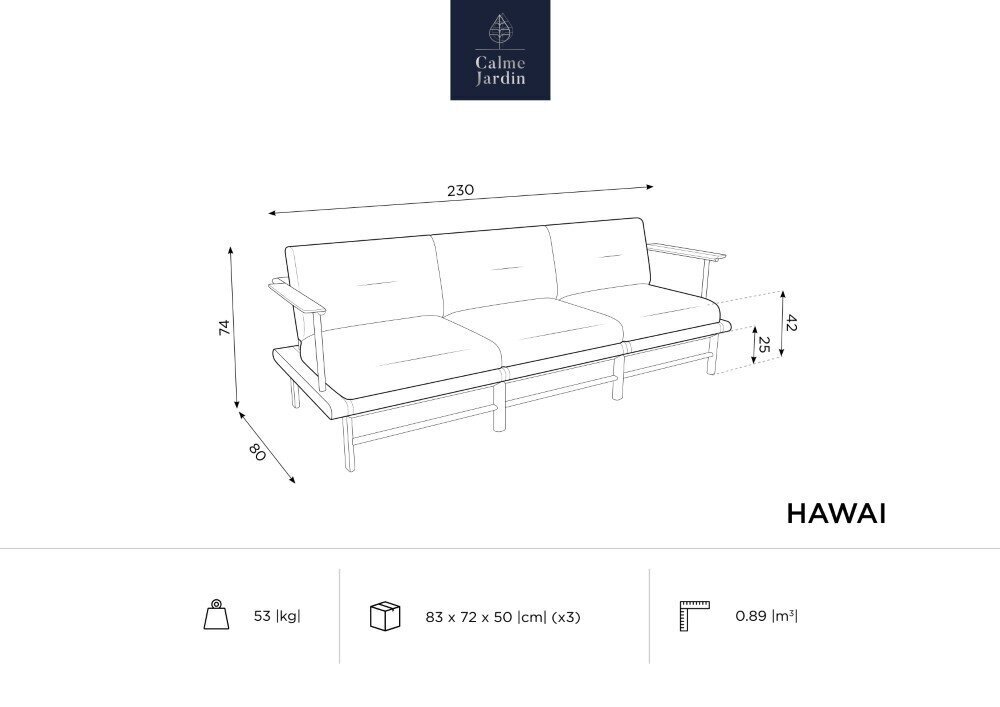 Āra dīvāns Calme Jardin Hawai, pelēks cena un informācija | Dārza krēsli | 220.lv