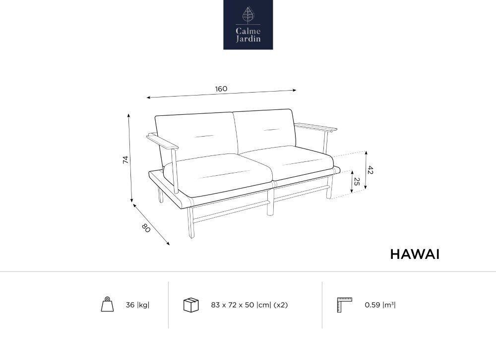 Āra dīvāns Calme Jardin Hawai, zils cena un informācija | Dārza krēsli | 220.lv