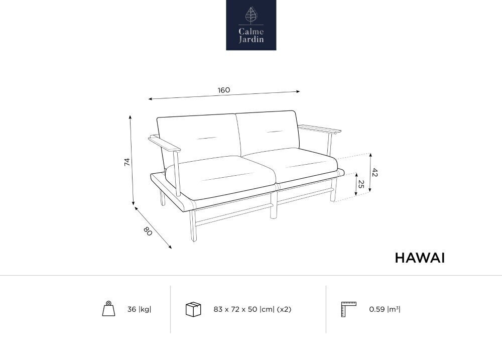 Āra dīvāns Calme Jardin Hawai, smilškrāsas cena un informācija | Dārza krēsli | 220.lv