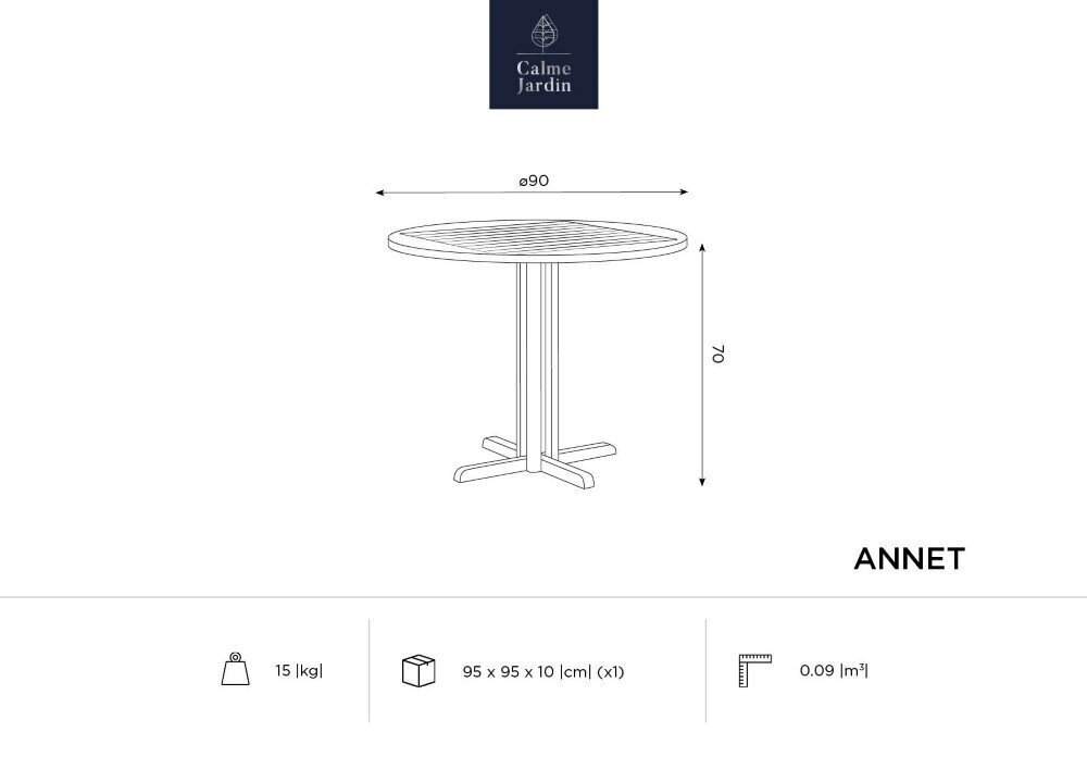 Āra galdiņš Calme Jardin Annet, balts cena un informācija | Dārza galdi | 220.lv