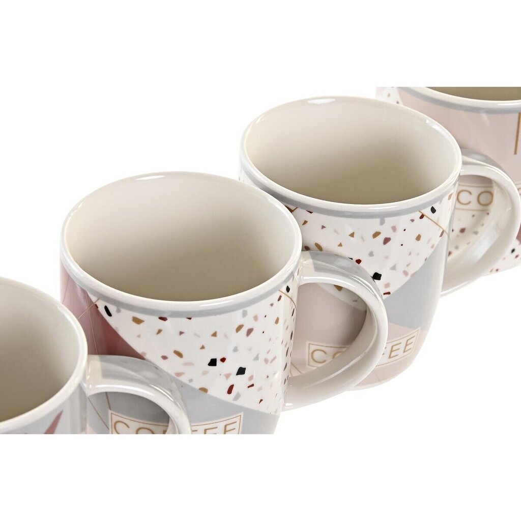 Krūze DKD Home Decor Porcelāns Pelēks Rozā Fuksija (365 ml) (4 gb.) cena un informācija | Glāzes, krūzes, karafes | 220.lv