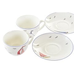 Komplekts ar kafijas tasēm DKD Home Decor Porcelāns Sarkans Zils (220 ml) (2 gb.) цена и информация | Стаканы, фужеры, кувшины | 220.lv