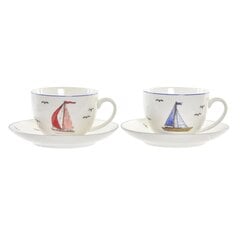 Komplekts ar kafijas tasēm DKD Home Decor Porcelāns Sarkans Zils (220 ml) (2 gb.) cena un informācija | Glāzes, krūzes, karafes | 220.lv