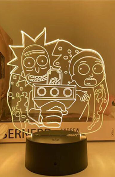 Lampa 3D Led Rick and Morty цена и информация | Lampas bērnu istabai | 220.lv