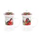 Infūzijas krūze DKD Home Decor Птица Stikls Porcelāns Sarkans (300 ml) (2 gb.) цена и информация | Glāzes, krūzes, karafes | 220.lv