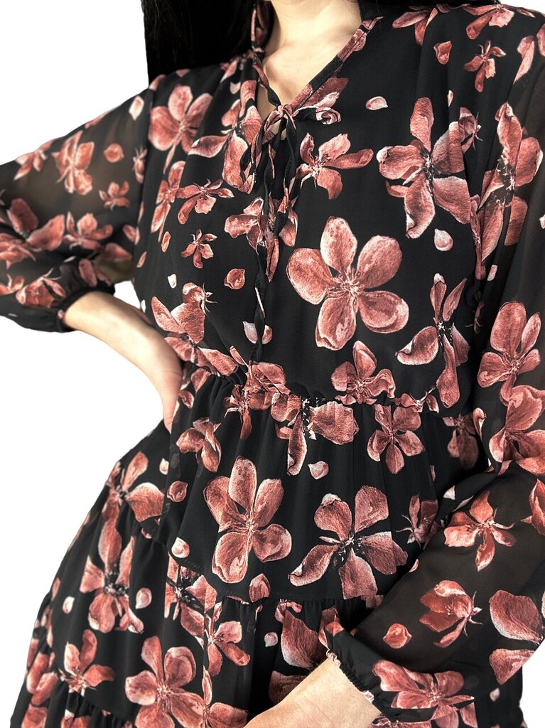 Melna ar ziediem kleita-Estee Brown PARIS cena un informācija | Kleitas | 220.lv