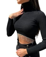 Melns īsais džemperis ar skarām-GIORGIA cena un informācija | Sieviešu džemperi | 220.lv