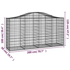 vidaXL arkveida gabiona grozi, 13gb., 200x50x100/120cm, cinkota dzelzs цена и информация | Заборы и принадлежности к ним | 220.lv