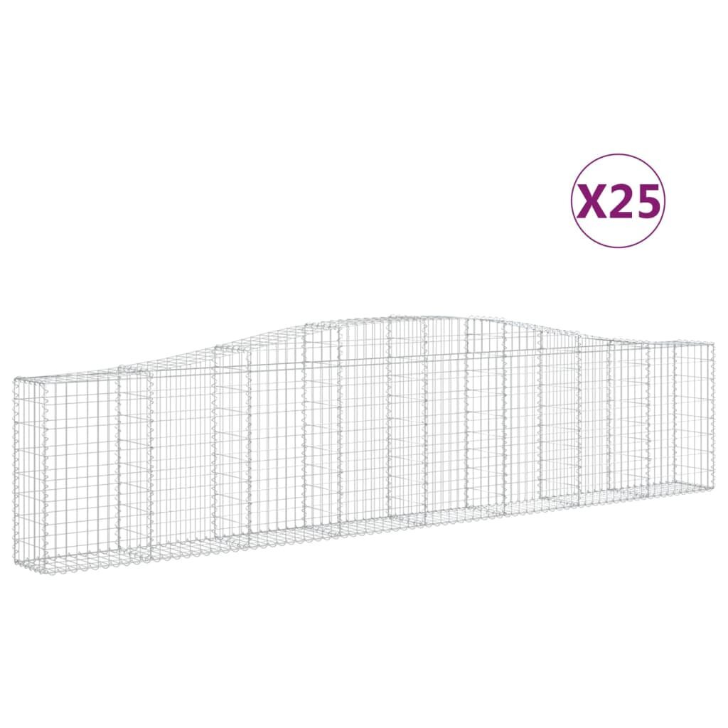 vidaXL arkveida gabiona grozi, 25 gb., 400x30x80/100cm, cinkota dzelzs цена и информация | Žogi un piederumi | 220.lv