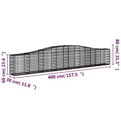 vidaXL arkveida gabiona grozi, 3 gb., 400x30x60/80 cm, cinkota dzelzs цена и информация | Заборы и принадлежности к ним | 220.lv