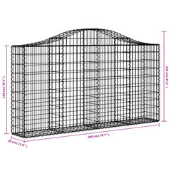 vidaXL arkveida gabiona grozi, 30gb., 200x30x100/120cm, cinkota dzelzs цена и информация | Заборы и принадлежности к ним | 220.lv