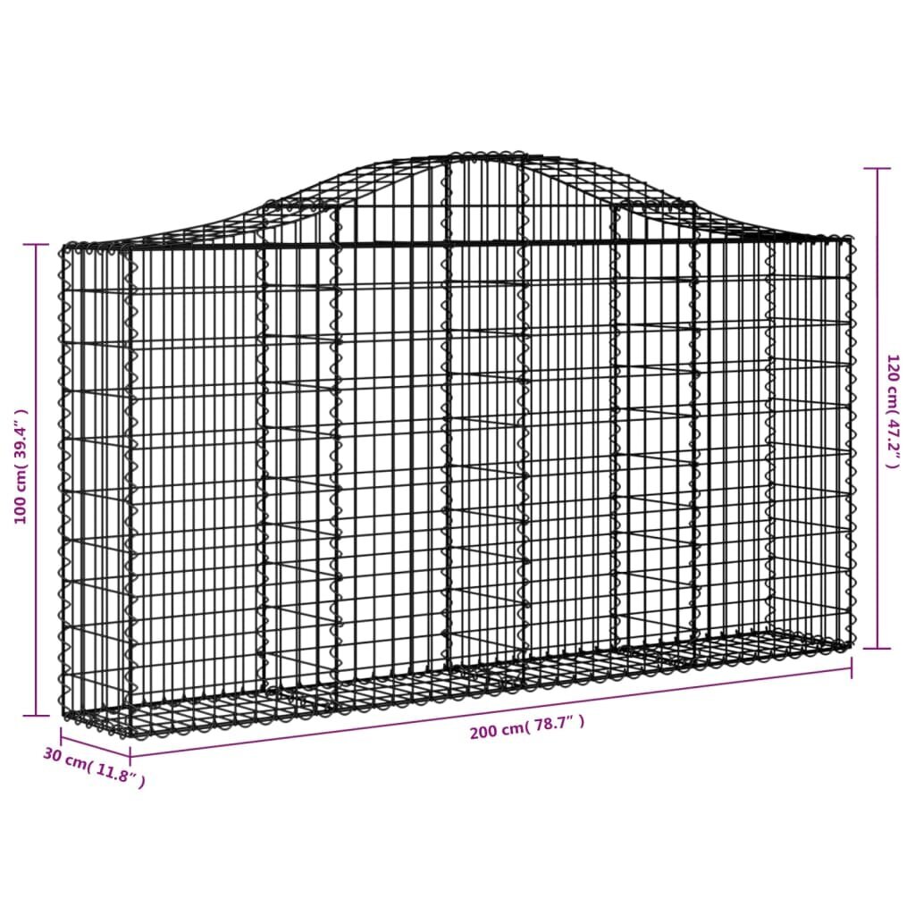 vidaXL arkveida gabiona grozi, 5 gb., 200x30x100/120cm, cinkota dzelzs цена и информация | Žogi un piederumi | 220.lv