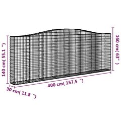 vidaXL arkveida gabiona grozi, 5 gb., 400x30x140/160cm, cinkota dzelzs цена и информация | Заборы и принадлежности к ним | 220.lv