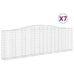 vidaXL arkveida gabiona grozi, 7 gb., 400x30x120/140cm, cinkota dzelzs цена и информация | Ящики для балкона | 220.lv