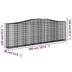 vidaXL arkveida gabiona grozi, 8 gb., 400x30x120/140cm, cinkota dzelzs цена и информация | Заборы и принадлежности к ним | 220.lv