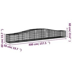 vidaXL arkveida gabiona grozi, 8 gb., 400x50x40/60 cm, cinkota dzelzs cena un informācija | Žogi un piederumi | 220.lv