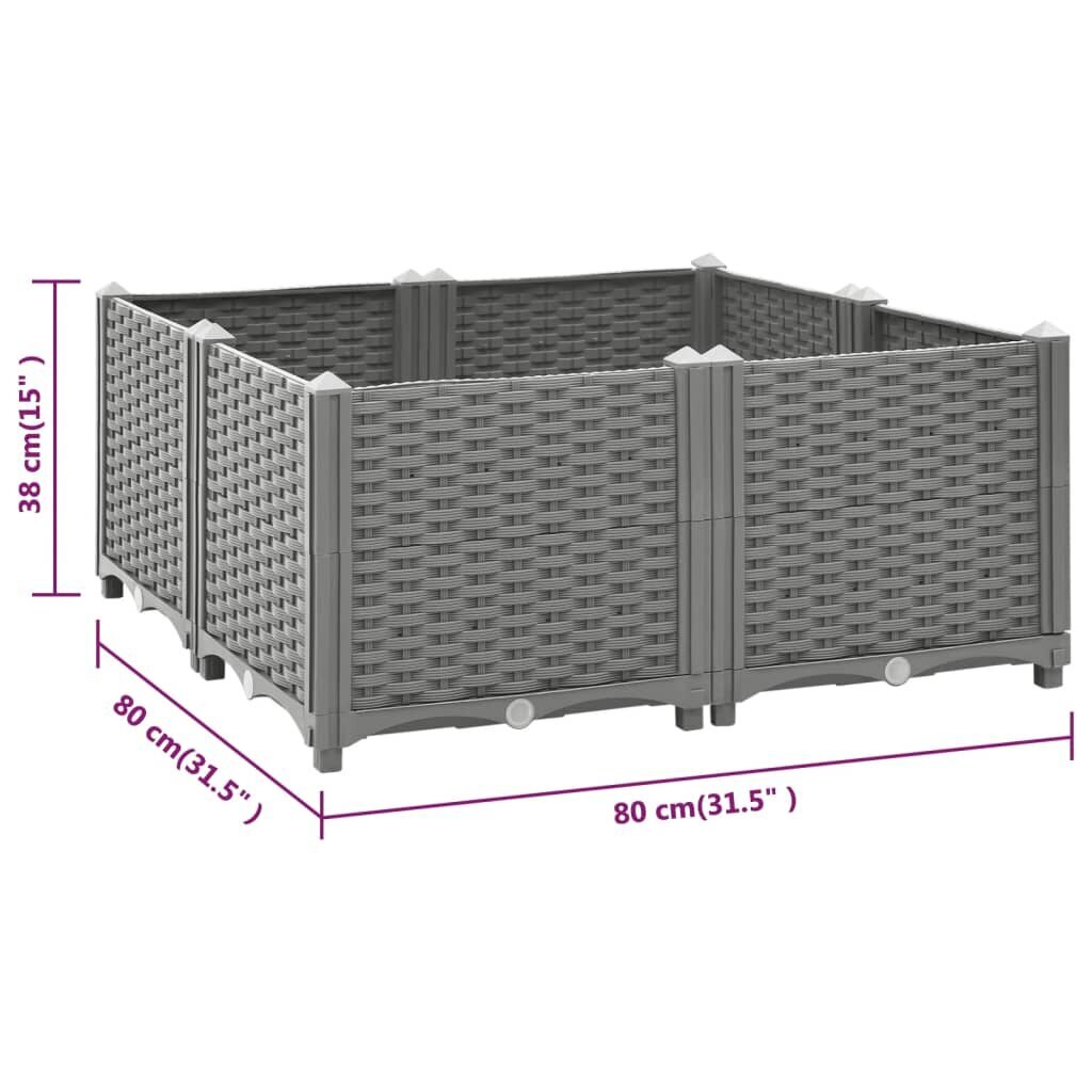 vidaXL puķu kaste, 80x80x38 cm, polipropilēns cena un informācija | Podi stādiem un pārstādīšanai | 220.lv