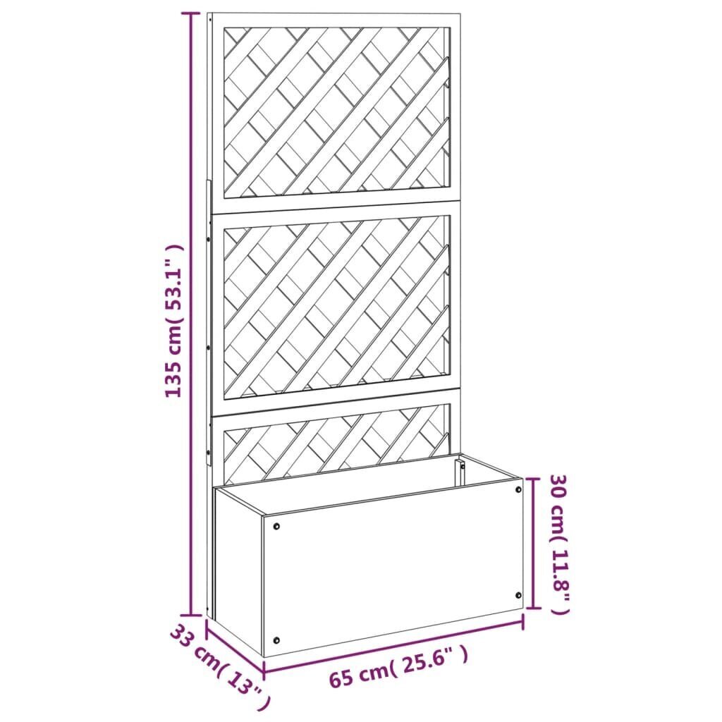 vidaXL vīteņaugu režģis ar puķu kasti, 2 gab., 65x33x135 cm, WPC cena un informācija | Podi stādiem un pārstādīšanai | 220.lv