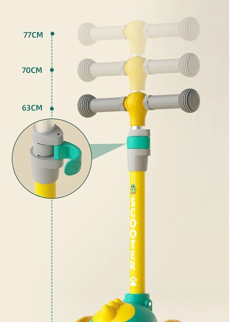 Trīsriteņu skrejritenis Aoli Dino, zaļš/dzeltens cena un informācija | Skrejriteņi | 220.lv