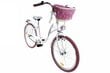 Bērnu velosipēds Davi Amelia, 130-165 cm augumam, 24" alumīnija rati, klūgas grozs, Balts/rozā cena un informācija | Velosipēdi | 220.lv