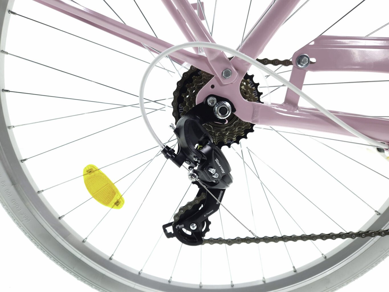 Sieviešu velosipēds Davi Bianca, alumīnija rāmi, 7 ātrumu Shimano ātruma pārslēdzējs, 160-185 cm augumam, 28" alumīnija rati, klūgas grozs, Rozā cena un informācija | Velosipēdi | 220.lv
