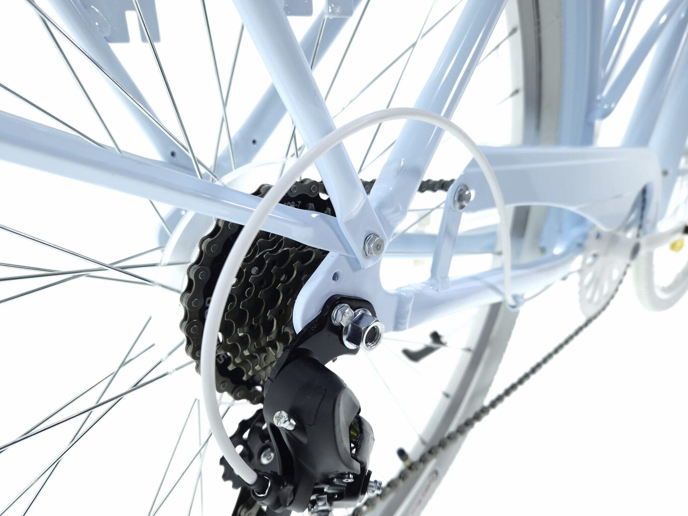 Sieviešu velosipēds Davi Bianca, alumīnija rāmi, 7 ātrumu Shimano ātruma pārslēdzējs, 160-185 cm augumam, 28" alumīnija rati, klūgas grozs, Zils cena un informācija | Velosipēdi | 220.lv