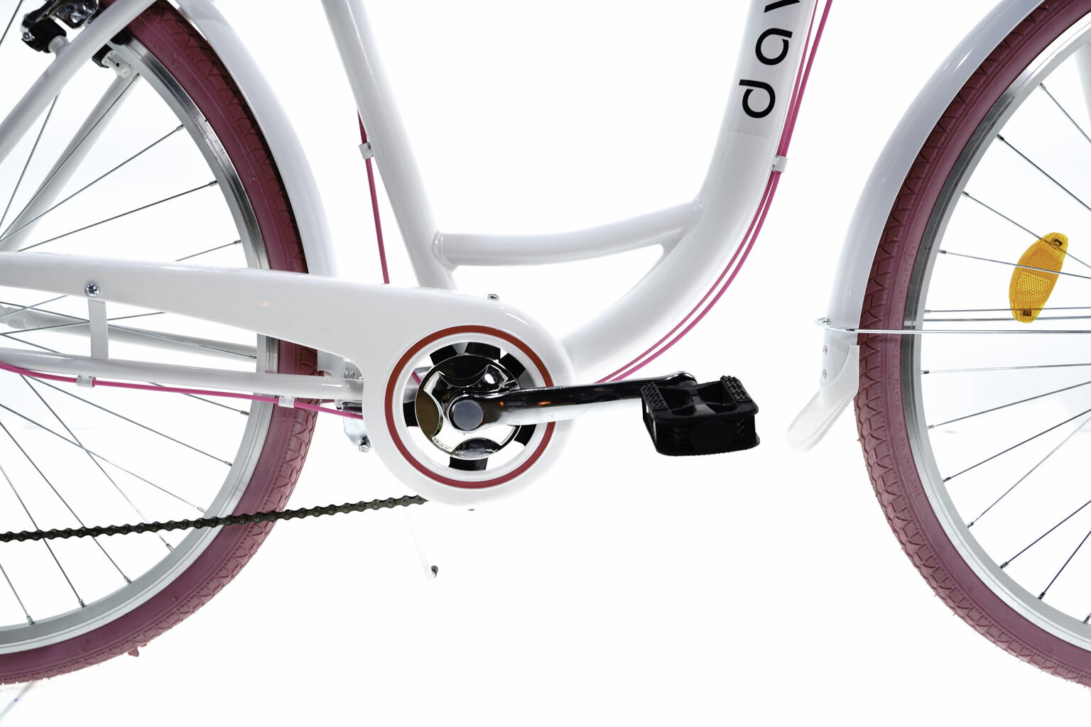 Sieviešu velosipēds Davi Emma, 7 ātrumu Shimano ātruma pārslēdzējs, 160-185 cm augumam, 28" alumīnija rati, klūgas grozs, Balts/rozā cena un informācija | Velosipēdi | 220.lv