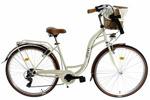 Sieviešu velosipēds Davi Emma, 7 ātrumu Shimano ātruma pārslēdzējs, 160-185 cm augumam, 28" alumīnija rati, klūgas grozs, Krēmveida цена и информация | Велосипеды | 220.lv