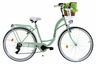 Sieviešu velosipēds Davi Emma, 7 ātrumu Shimano ātruma pārslēdzējs, 160-185 cm augumam, 28" alumīnija rati, klūgas grozs, Zaļš cena un informācija | Velosipēdi | 220.lv