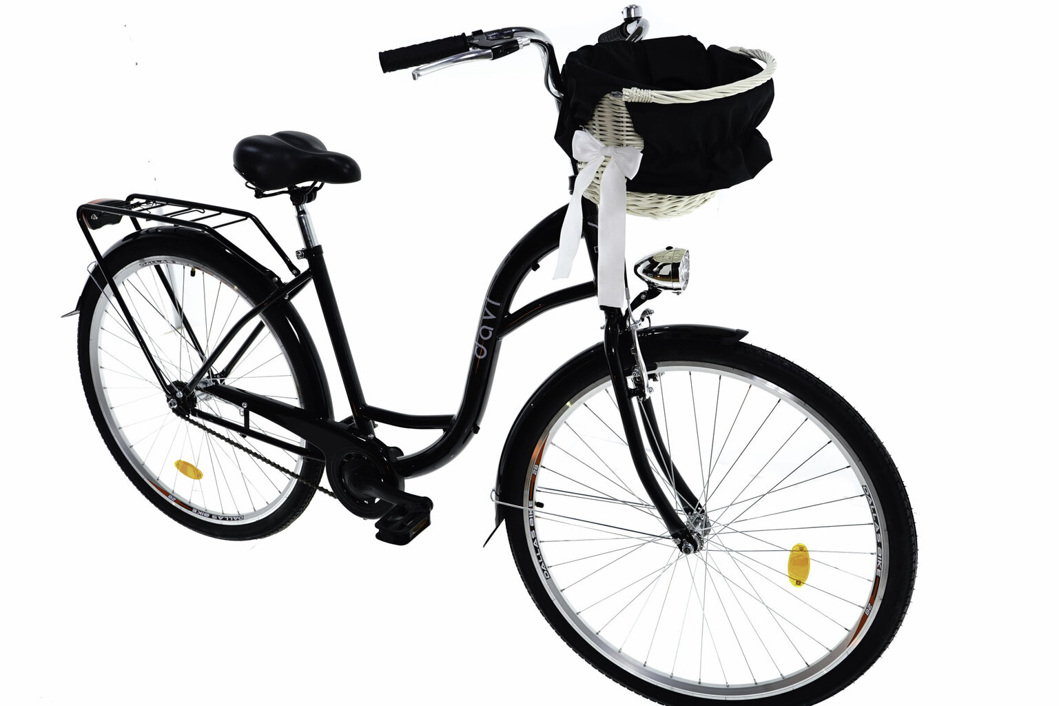 Sieviešu velosipēds Davi Lila, 160-185 cm augumam, 28" alumīnija rati, klūgas grozs, Melns cena un informācija | Velosipēdi | 220.lv