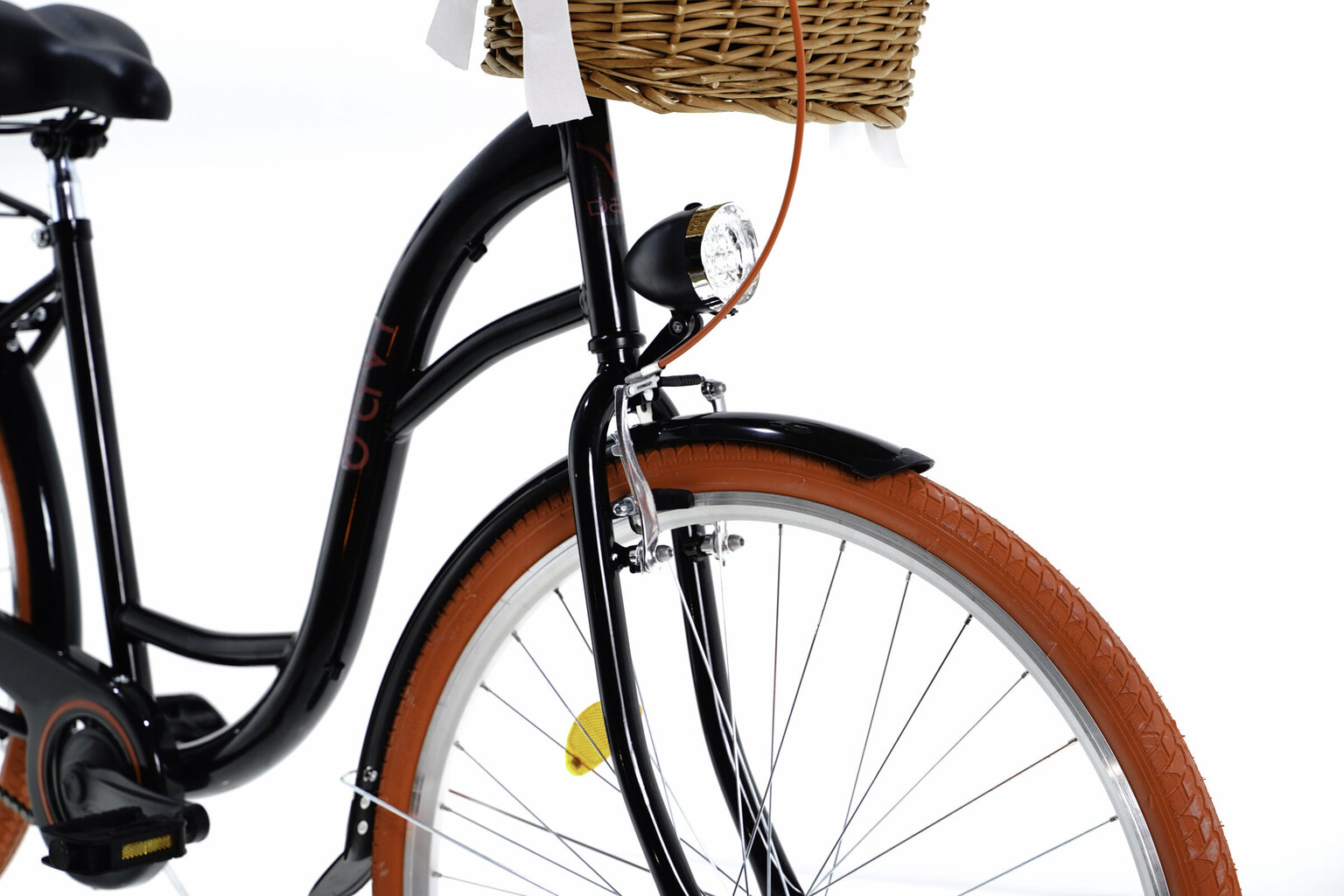Sieviešu velosipēds Davi Lila, 160-185 cm augumam, 28" alumīnija rati, klūgas grozs, Melns/rozā cena un informācija | Velosipēdi | 220.lv