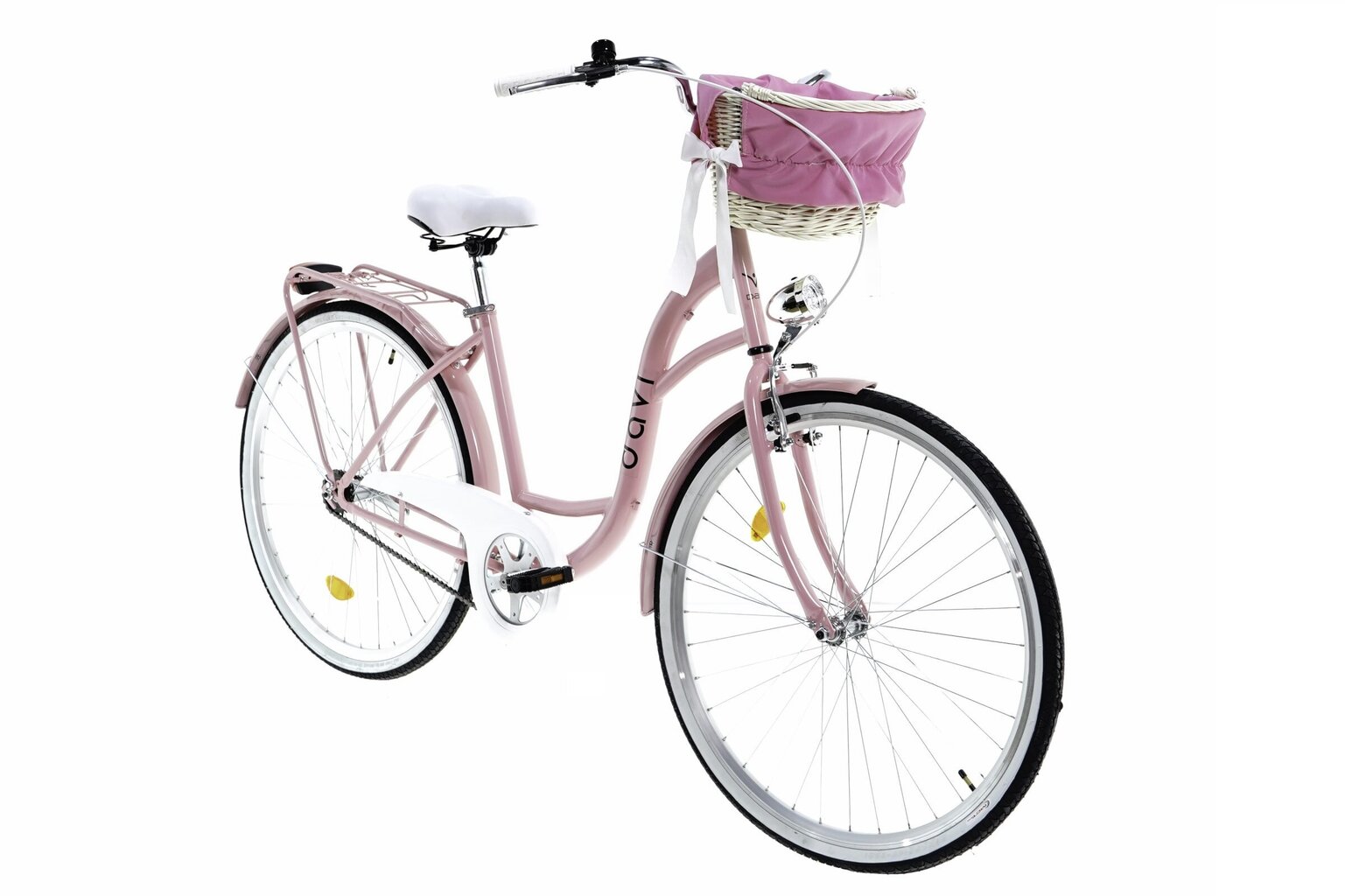 Sieviešu velosipēds Davi Lila, 160-185 cm augumam, 28" alumīnija rati, klūgas grozs, Rozā cena un informācija | Velosipēdi | 220.lv