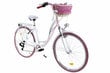 Sieviešu velosipēds Davi Maria, alumīnija rāmis, ar amortizatoru, 7 ātrumu Shimano ātruma pārslēdzējs, 160-185 cm augumam, 28" alumīnija rati, klūgas grozs, Balts/rozā цена и информация | Velosipēdi | 220.lv