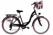 Sieviešu velosipēds Davi Maria, alumīnija rāmis, ar amortizatoru, 7 ātrumu Shimano ātruma pārslēdzējs, 160-185 cm augumam, 28" alumīnija rati, klūgas grozs, Melns/rozā cena un informācija | Velosipēdi | 220.lv