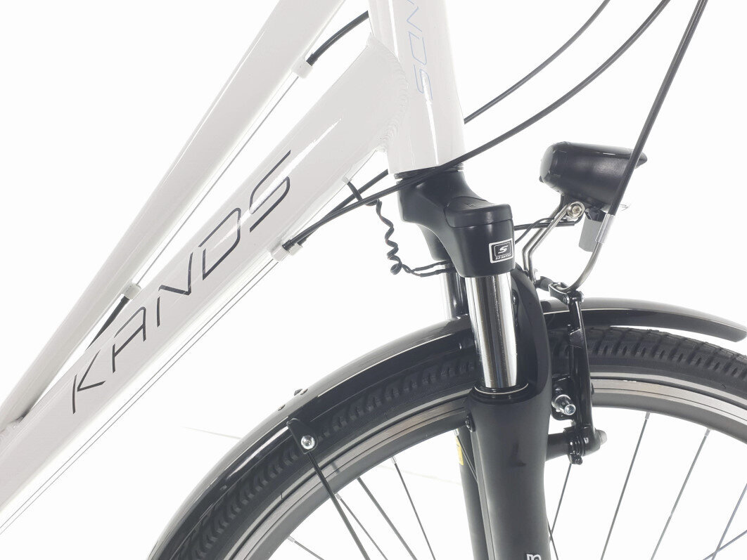Sieviešu velosipēds Kands Elite Pro, 168-185 cm augumam, alumīnija rāmis, ar amortizatoru, 27 ātrumu Shimano ātruma pārslēdzējs, 28" alumīnija rati, Balts cena un informācija | Velosipēdi | 220.lv