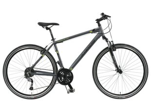 Vīriešu velosipēds Kands Crossline 100, 166-181 cm augumam, alumīnija rāmis, ar amortizatoru, 24 ātrumu Shimano ātruma pārslēdzējs, 28" alumīnija rati, Grafīts cena un informācija | Velosipēdi | 220.lv