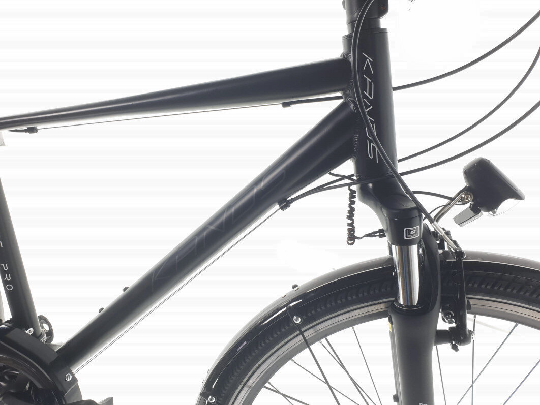 Vīriešu velosipēds Kands Elite Pro, 166-181 cm augumam, alumīnija rāmis, ar amortizatoru, 27 ātrumu Shimano ātruma pārslēdzējs, 28" alumīnija rati, Melns cena un informācija | Velosipēdi | 220.lv