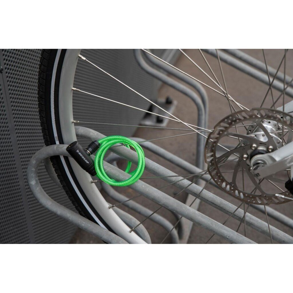 Dunlop velosipēda spirālveida slēdzene 0,6x90cm, zaļa цена и информация | Velo slēdzenes | 220.lv