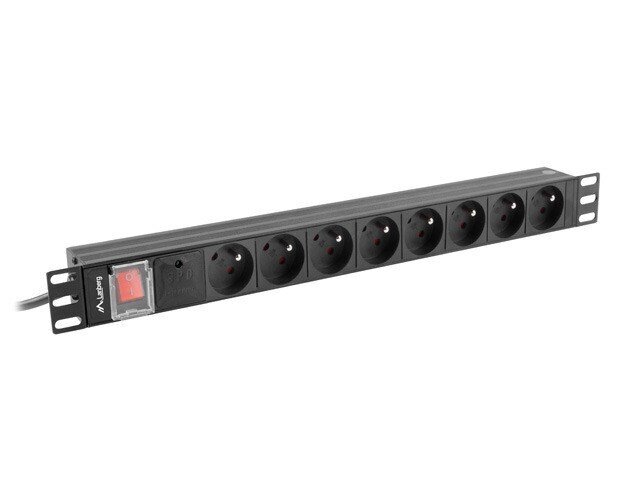 Piederumi LANBERG POWER STRIP PDU RACK 19 collu (1U, 16A, 6X 230V PL, 2m) цена и информация | Piederumi korpusiem | 220.lv