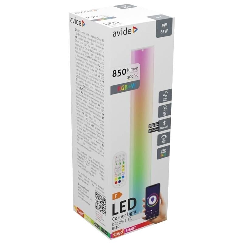 Avide LED stāvlampa 9W RGB+W Bluetooth+Music režīms, ar tālvadības pulti cena un informācija | Stāvlampas | 220.lv