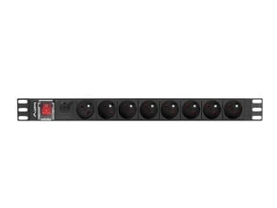 LANBERG POWER STRIP PDU RACK 19 collu (1U, 16A, 8X 230V PL, 2m) cena un informācija | Piederumi korpusiem | 220.lv