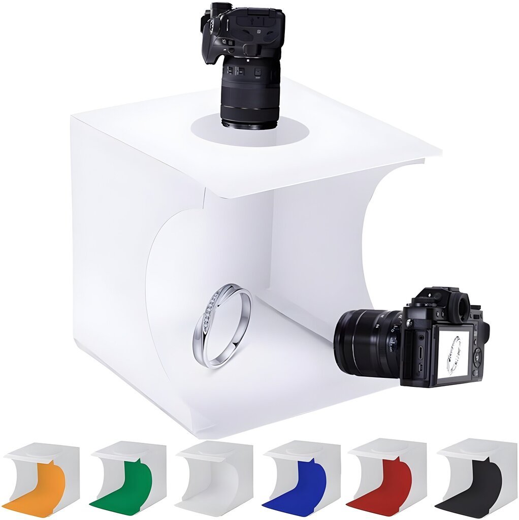 Salokāma foto gaismas kaste ar divām LED sloksnēm, 6 fona krāsām un transportēšanas somu, Livman, LM-003 cena un informācija | Apgaismojums fotografēšanai | 220.lv