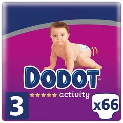 Одноразовые подгузники Dodot Activity 6-10 kg Размер 3 66 штук цена и информация | Подгузники | 220.lv