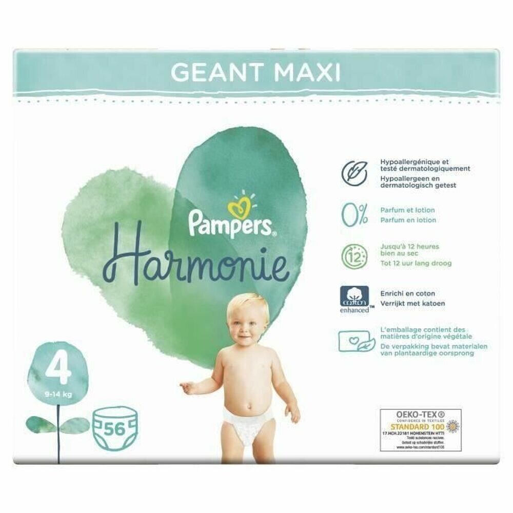 Autiņi Pampers Harmonie 4 Izmērs0 (56 uds) cena un informācija | Autiņbiksītes | 220.lv