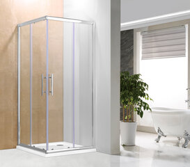 Dušas stūris Vento Firenze kvadrāts, 80*80*195, stikls 6mm Easy Clean, hromēts profils, bez paliktņa cena un informācija | Dušas kabīnes | 220.lv