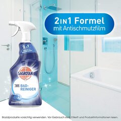 Sagrotan Ocean Fresh vannas istabas tīrīšanas līdzeklis, 2-in-1 dezinfekcijas līdzeklis ar pretnetīrumu plēvi uzticamai vannas istabas higiēnai, 1 x 750 ml aerosola pudele cena un informācija | Tīrīšanas piederumi | 220.lv