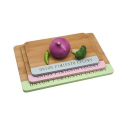 Griešanas dēlis DKD Home Decor Zils Rozā Zaļš Bambuss (33,5 x 22,4 x 1,2 cm) cena un informācija | Griešanas dēlīši | 220.lv