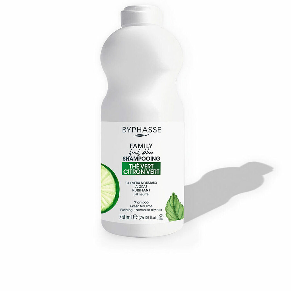 Attīrošs Šampūns Byphasse Family Fresh Delice Kaļķi Taukaini Mati Zaļā Tēja (750 ml) cena un informācija | Šampūni | 220.lv